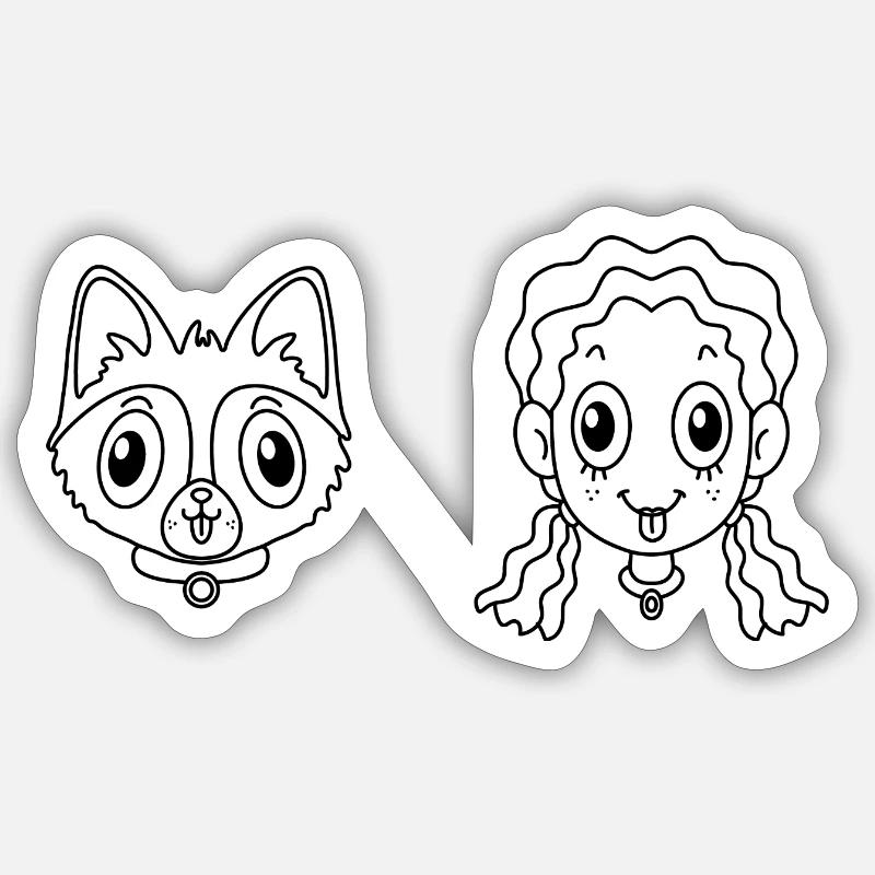 Chien - Sticker taille S (10 x 10 cm) - blanc mat