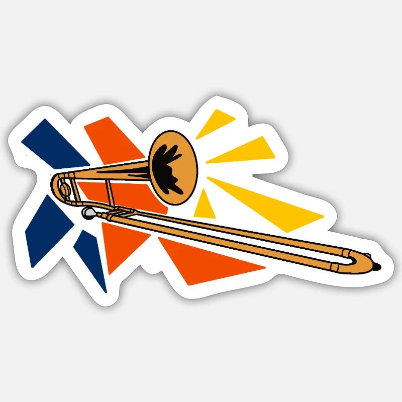 Laiton Trombone Pop Art - Sticker taille S (10 x 10 cm) - blanc mat
