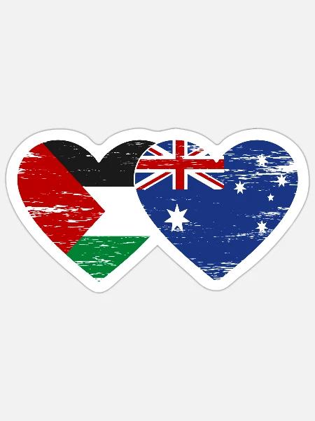Palästina Australien Flagge Herz used - Sticker Größe S (10 x 10 cm) - Mattweiß