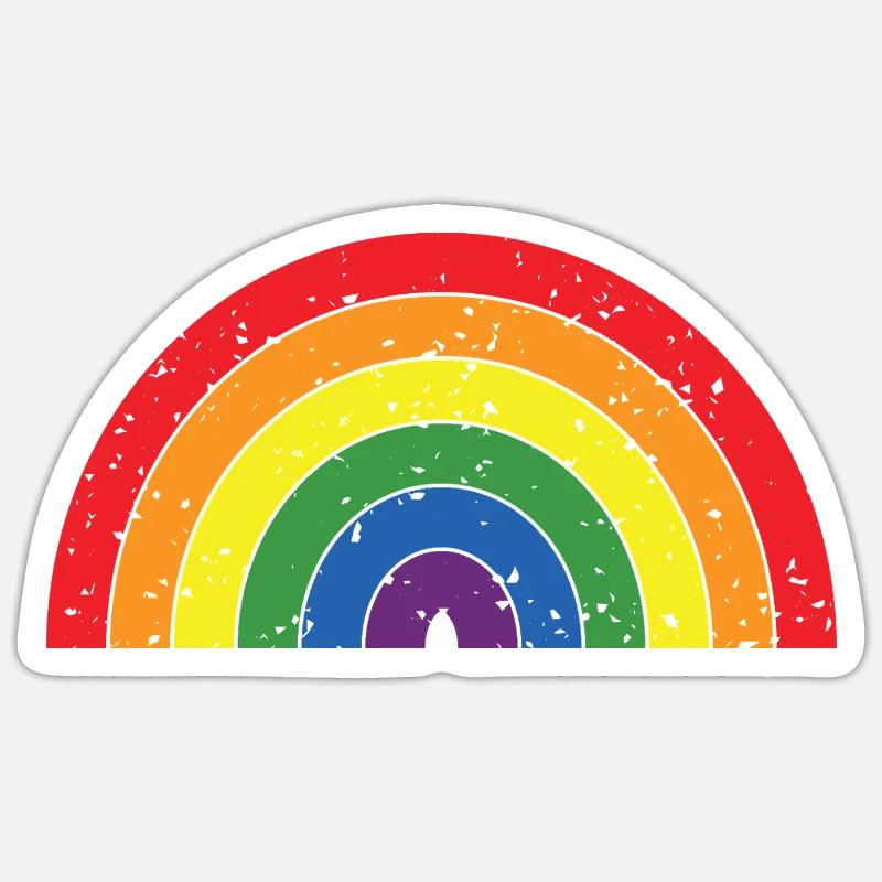 Regenbogenfarben Pride Month LGBTQ+ Grunge Textur - Sticker Größe S (10 x 10 cm) - Mattweiß
