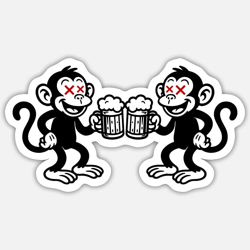 Beer Monkey Drinking Sticker size S (10 x 10 cm)