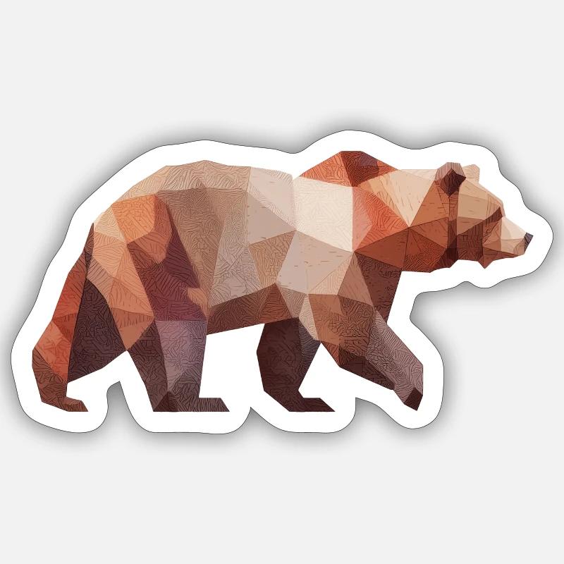 Ours brun | Conception de logo d’art low poly Sticker taille S (10 x 10 cm)