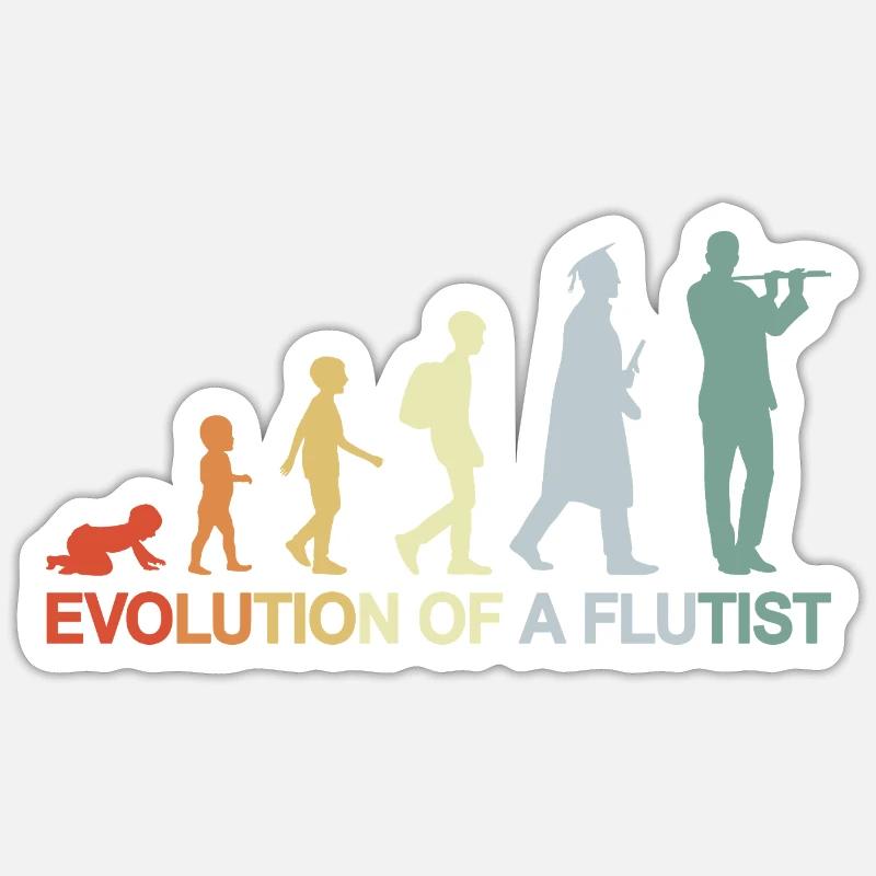 Vintage Flöte Evolution Sticker Größe S (10 x 10 cm)