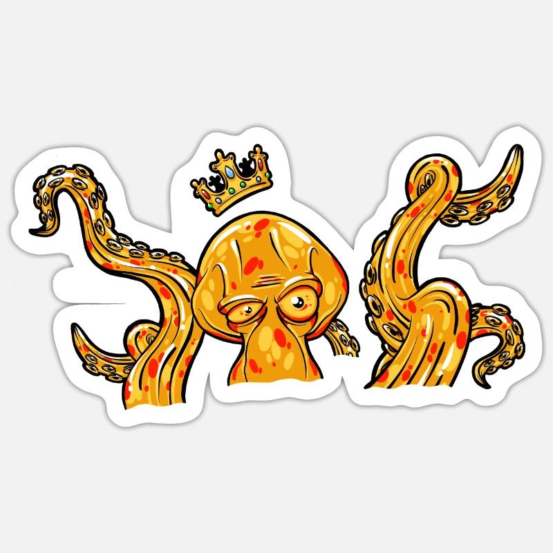Octopus Octopus Squid King - Sticker size S (10 x 10 cm) - white matte