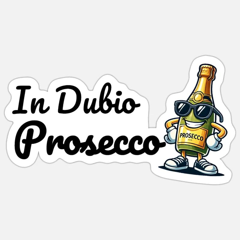 Dans le Prosecco de Dubio - Sticker taille S (10 x 10 cm) - blanc mat