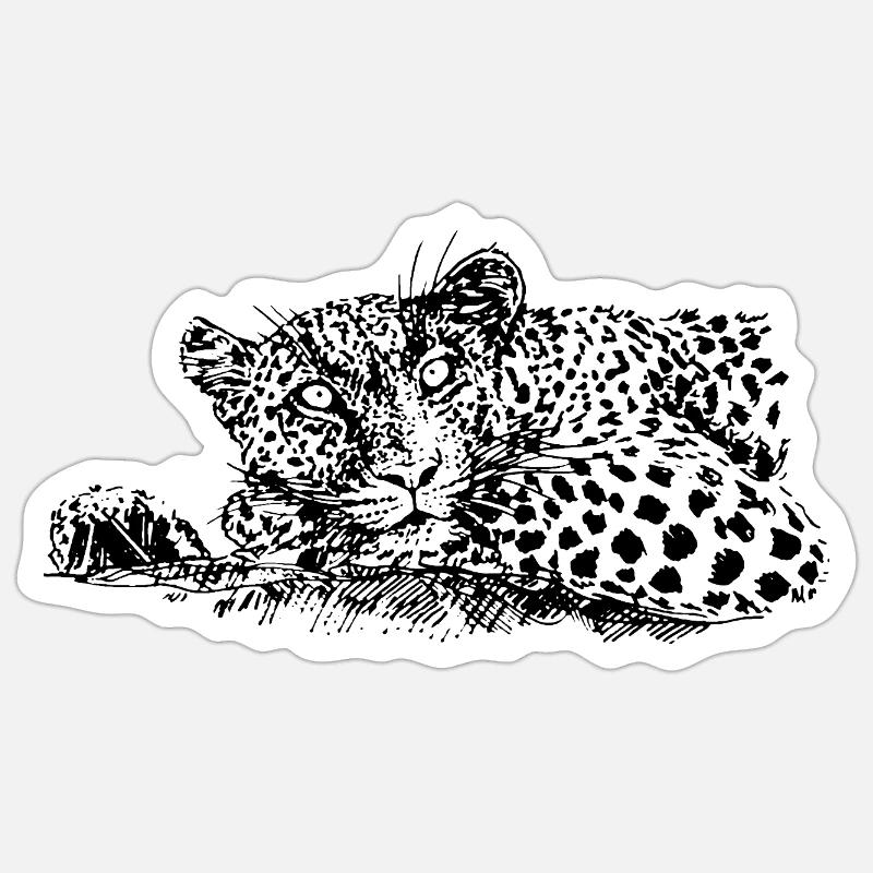 LÉOPARD - Sticker taille S (10 x 10 cm) - blanc mat