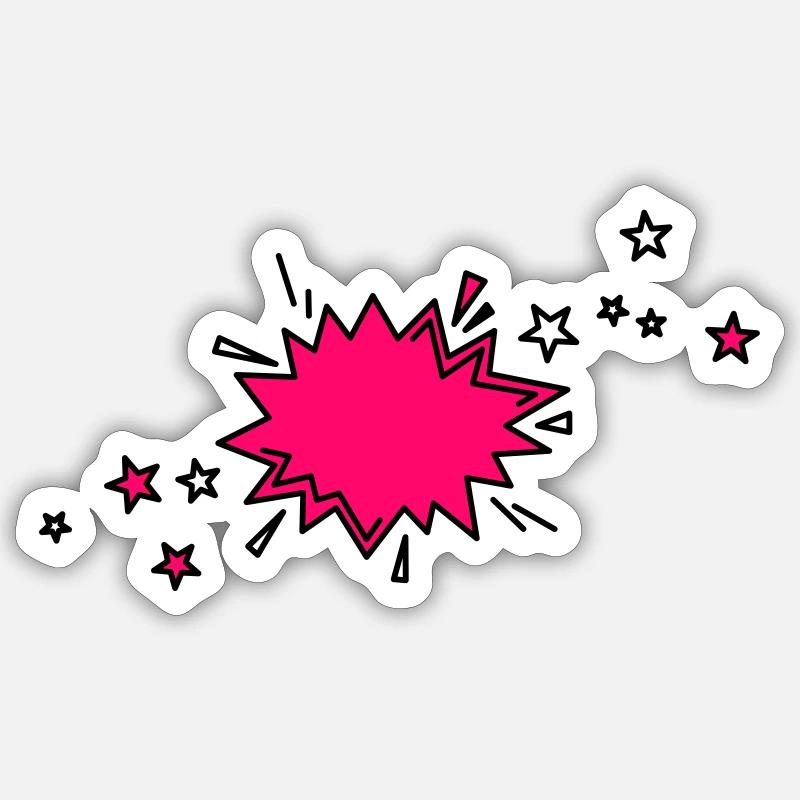 Comic Element in schwarz und pink - Sticker Größe S (10 x 10 cm) - Mattweiß