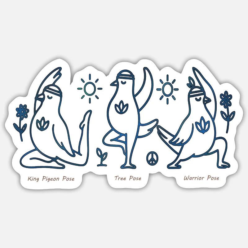 Three Penguins in Yoga Boho Peace - Sticker size S (10 x 10 cm) - white matte