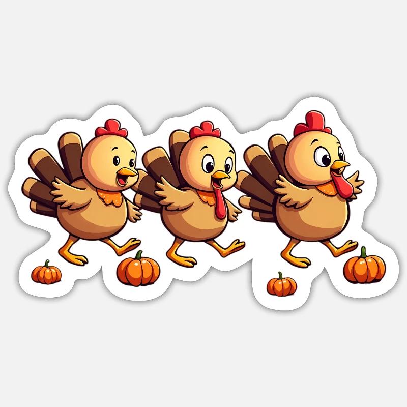 Bébé dinde de Thanksgiving - Sticker taille S (10 x 10 cm) - blanc mat