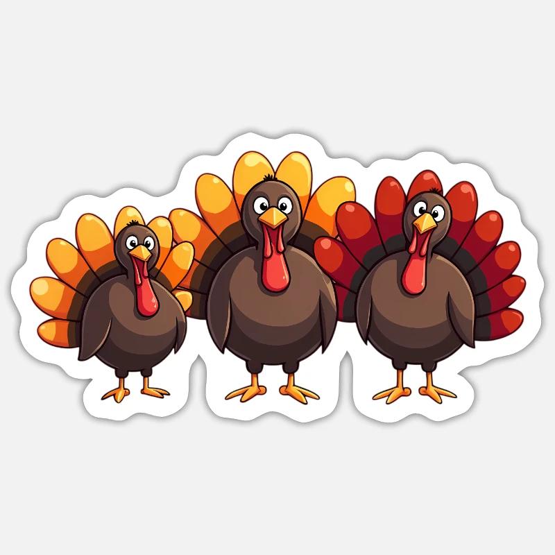 Bébé dinde de Thanksgiving - Sticker taille S (10 x 10 cm) - blanc mat