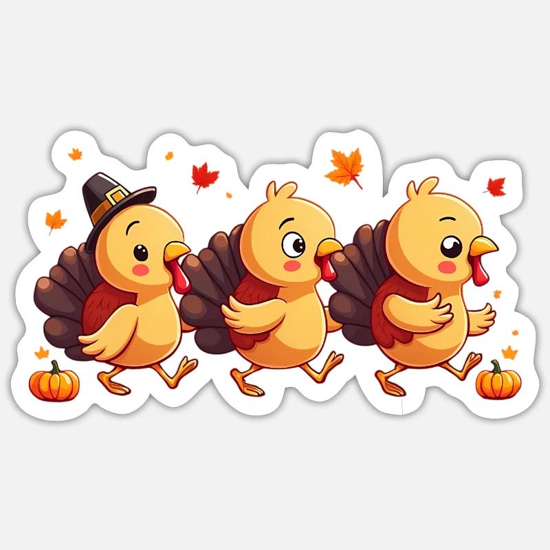 Bébé dinde de Thanksgiving - Sticker taille S (10 x 10 cm) - blanc mat