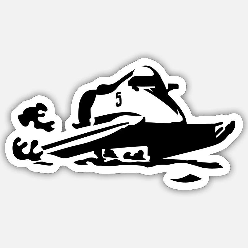 Rennboot - Sticker Größe S (10 x 10 cm) - Mattweiß