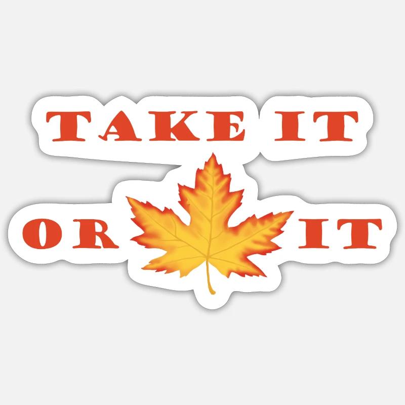 Take It or Leaf It – Orange-Red Maple Leaf Design Sticker size S (10 x 10 cm)