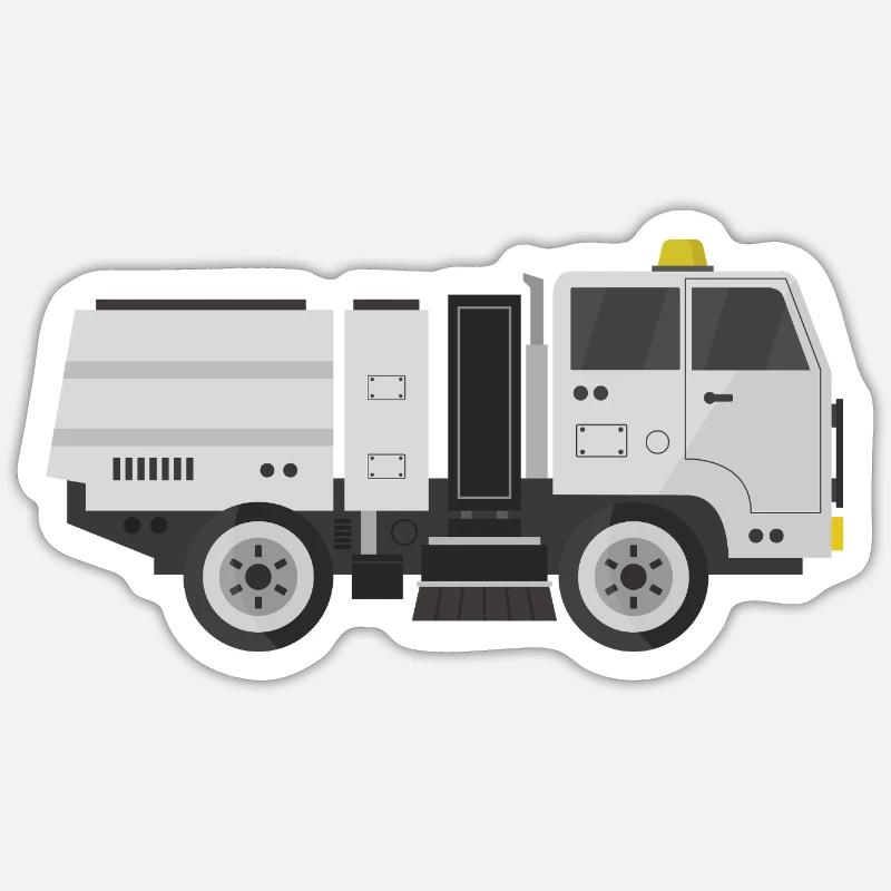 Moderner Straßenkehrer - Sticker Größe S (10 x 10 cm) - Mattweiß