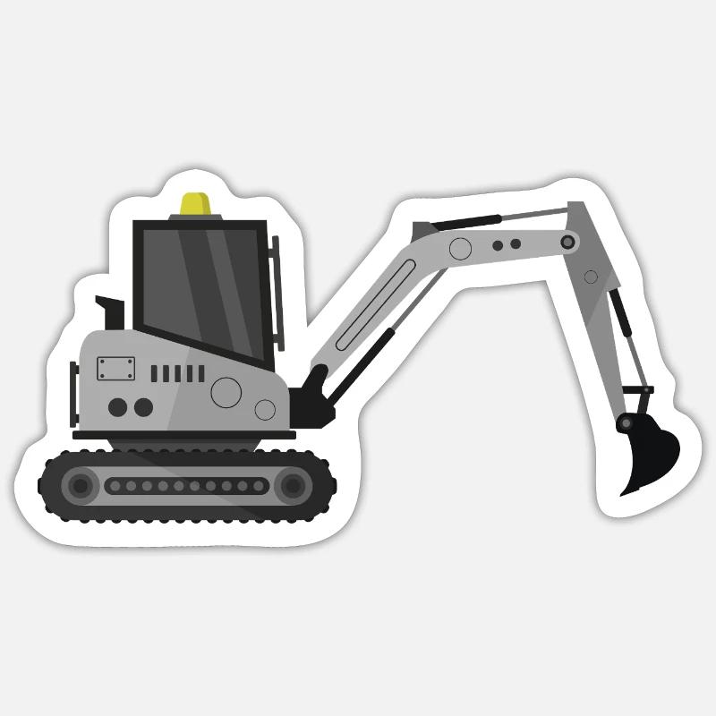 Excavator - Sticker size S (10 x 10 cm) - white matte