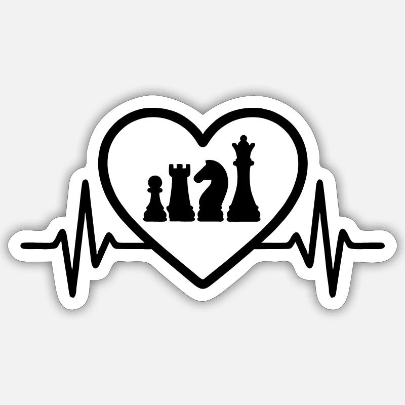 Pions d’échecs cœur - Sticker taille S (10 x 10 cm) - blanc mat