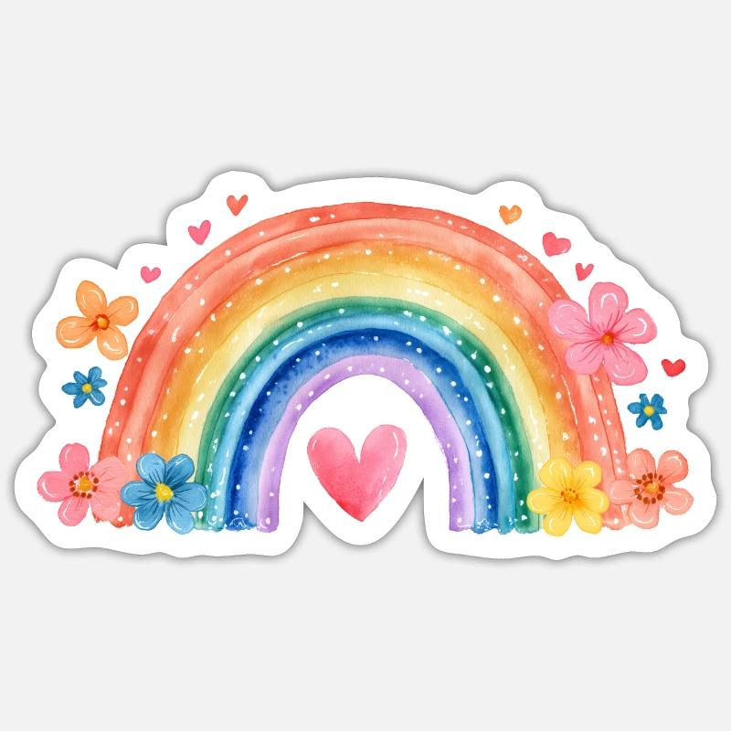 Regenbogen Einschulung – Süßes Mädchen Design Sticker Größe S (10 x 10 cm)