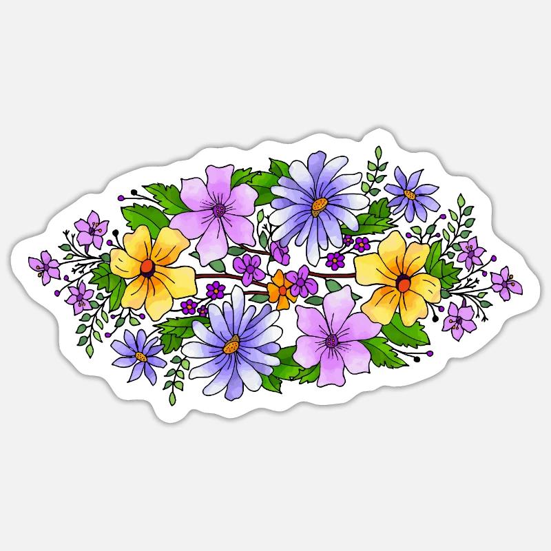 Fleur - Sticker taille S (10 x 10 cm) - blanc mat
