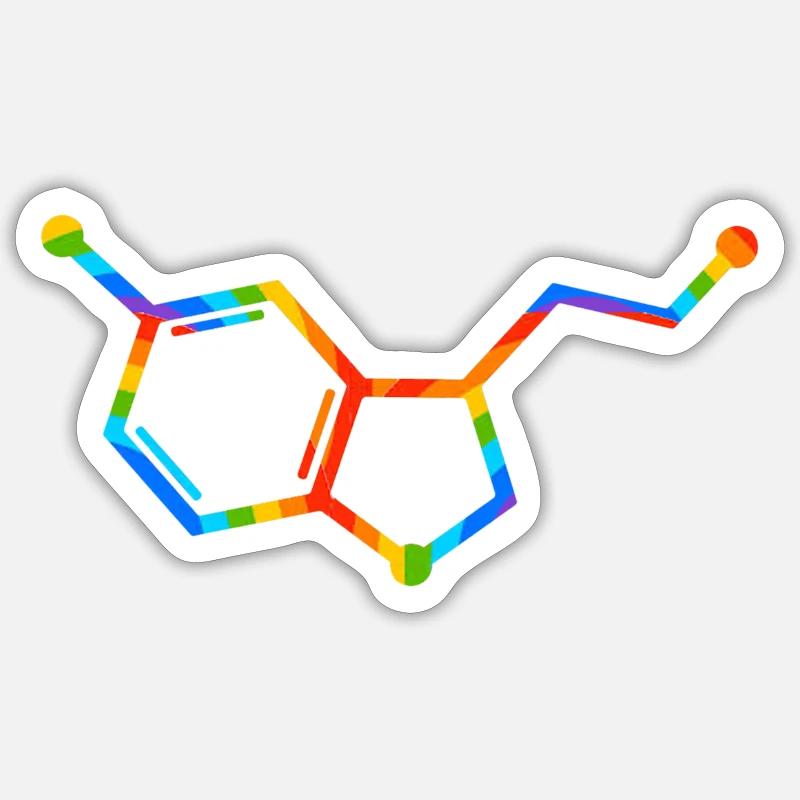 Regenbogenmolekülgeometrie – Seratonin - Sticker Größe S (10 x 10 cm) - Mattweiß