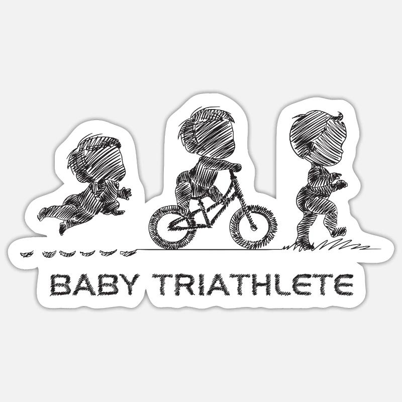 Kleiner Knopf-Triathlet - Sticker Größe S (10 x 10 cm) - Mattweiß