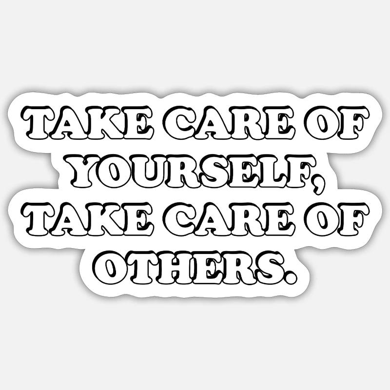 Citation sur l’auto-soin - Sticker taille S (10 x 10 cm) - blanc mat
