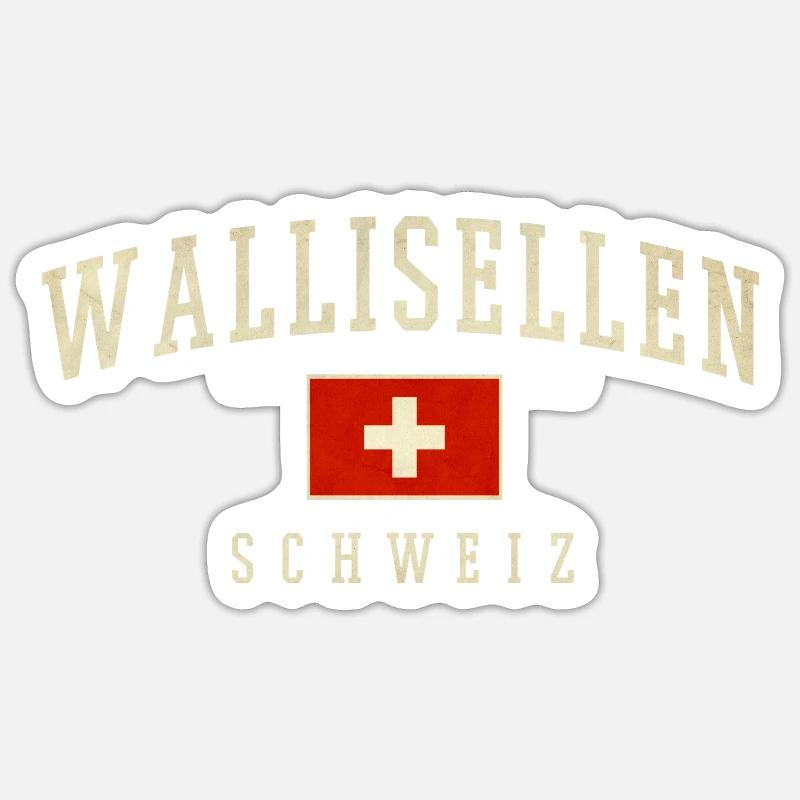Wallisellen Suisse Conception du drapeau - Sticker taille S (10 x 10 cm) - blanc mat