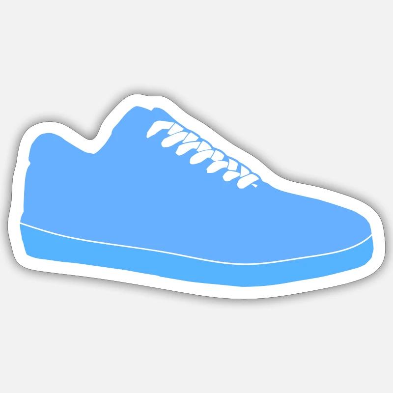Silhouette de baskets bleues - Sticker taille S (10 x 10 cm) - blanc mat