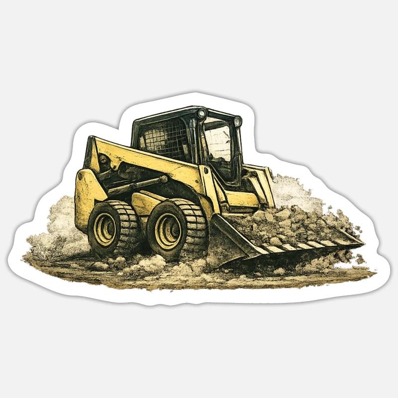 Machine de chantier vintage à chargeuse compacte Sticker taille S (10 x 10 cm)