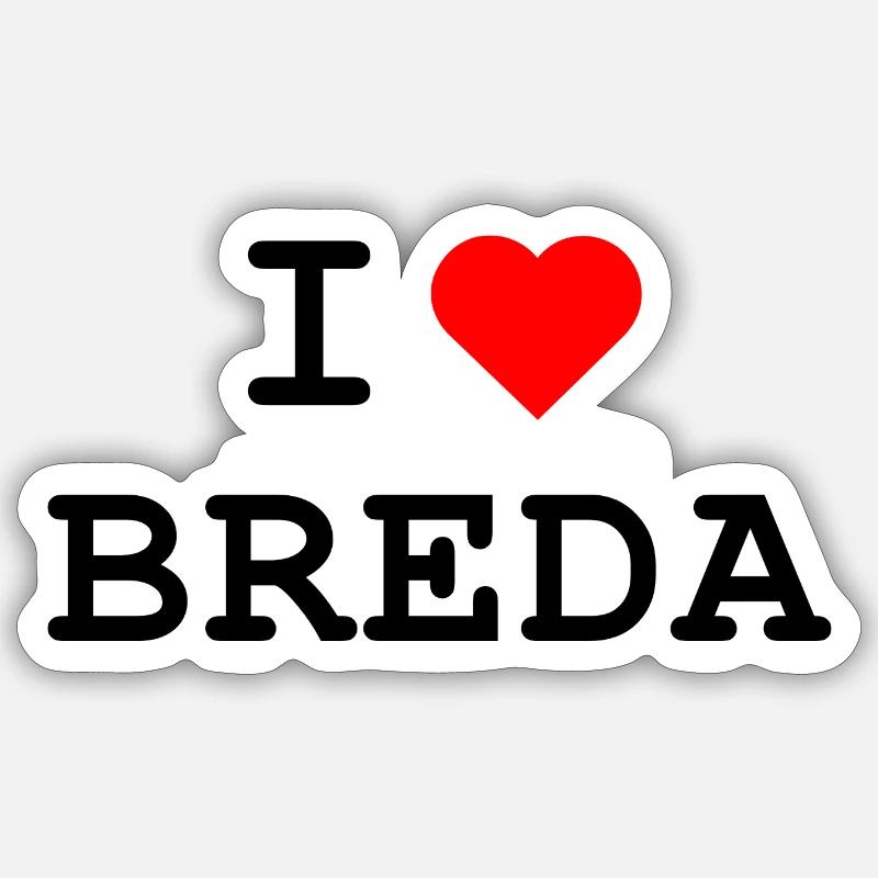 J’aime Breda - Ich liebe Breda - Sticker taille S (10 x 10 cm) - blanc mat