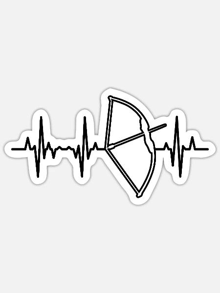 Pfeil und Bogen Herzschlag - Sticker Größe S (10 x 10 cm) - Mattweiß