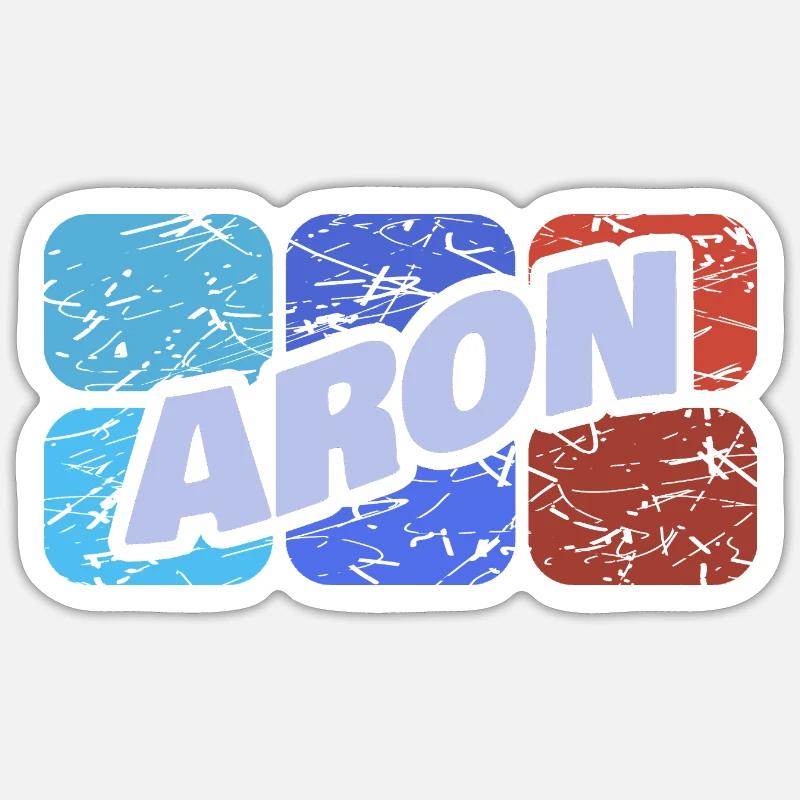 Prénom Aron - Sticker taille S (10 x 10 cm) - blanc mat