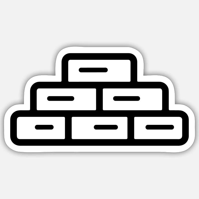 brique - Sticker taille S (10 x 10 cm) - blanc mat