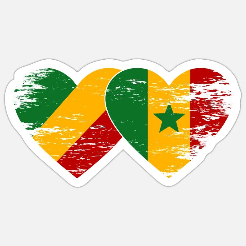 Kongo Senegal Flagge used - Sticker Größe S (10 x 10 cm) - Mattweiß