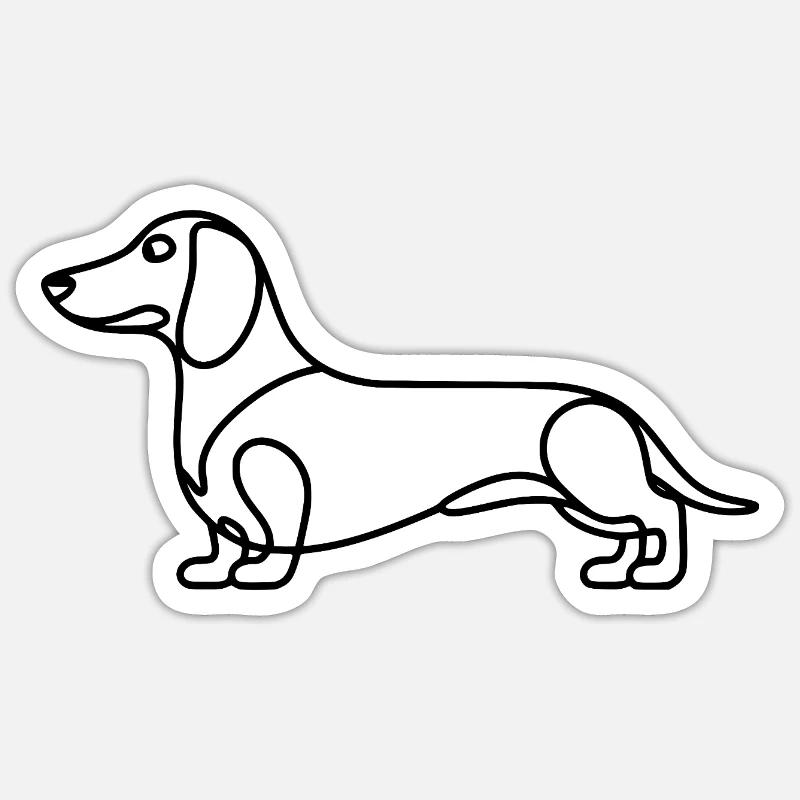 Dessin linéaire du teckel - Sticker taille S (10 x 10 cm) - blanc mat