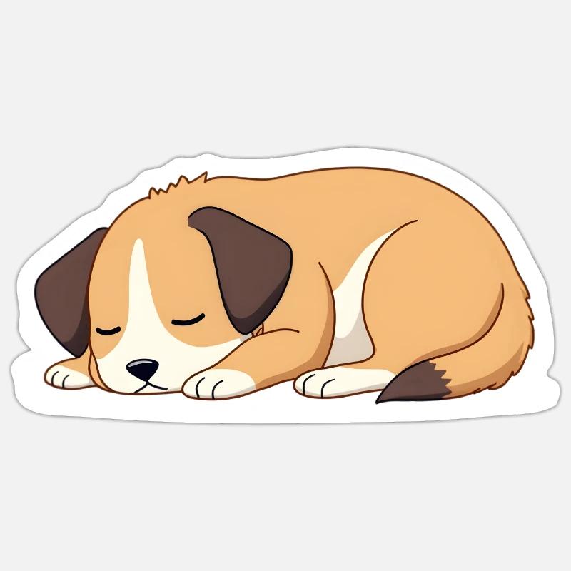 sleeping dog - Sticker size S (10 x 10 cm) - white matte
