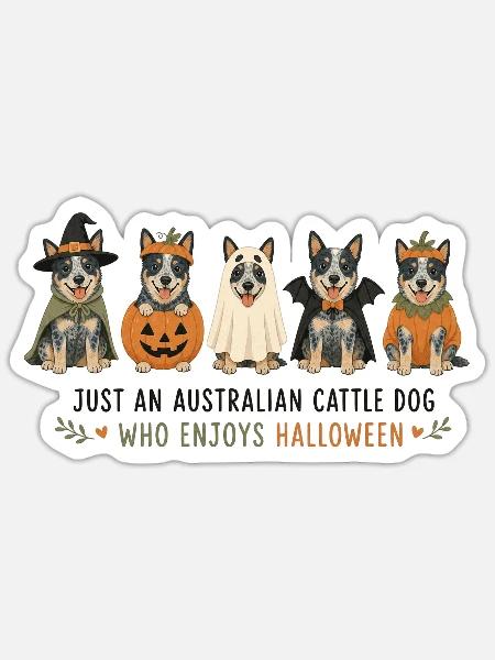 Australische Cattle Dog Halloween-Crew - Sticker Größe S (10 x 10 cm) - Mattweiß