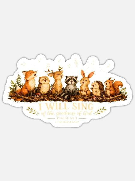 Psalm 89 Waldtiere - Sticker Größe S (10 x 10 cm) - Mattweiß
