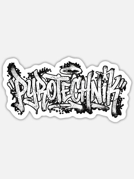 Pyrotechnik Graffiti - Sticker Größe S (10 x 10 cm) - Mattweiß