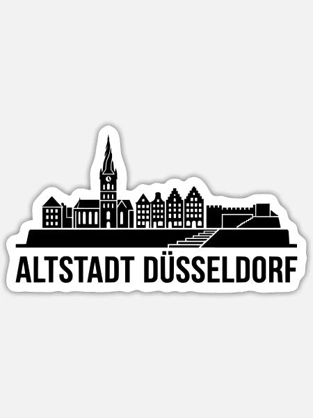 Düsseldorf Altstadt Silhouette - Sticker Größe S (10 x 10 cm) - Mattweiß