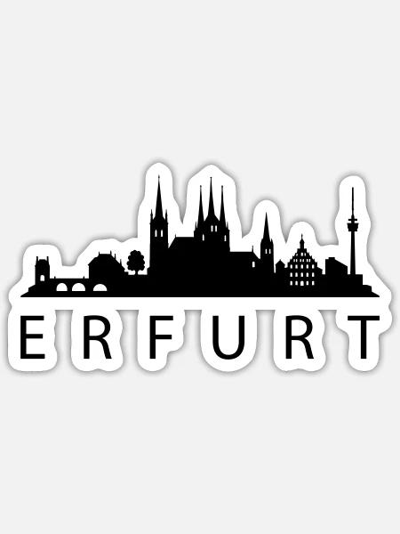 Erfurt Skyline - Sticker Größe S (10 x 10 cm) - Mattweiß
