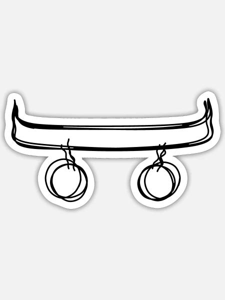 Skateboard handgezeichnet - Sticker Größe S (10 x 10 cm) - Mattweiß