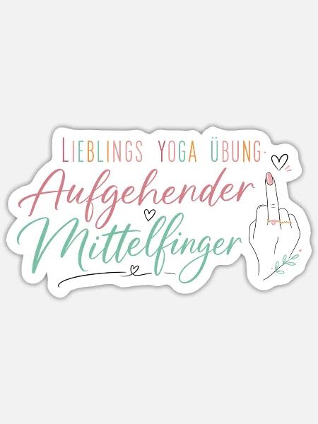 Yoga Mittelfinger Humor - Sticker Größe S (10 x 10 cm) - Mattweiß