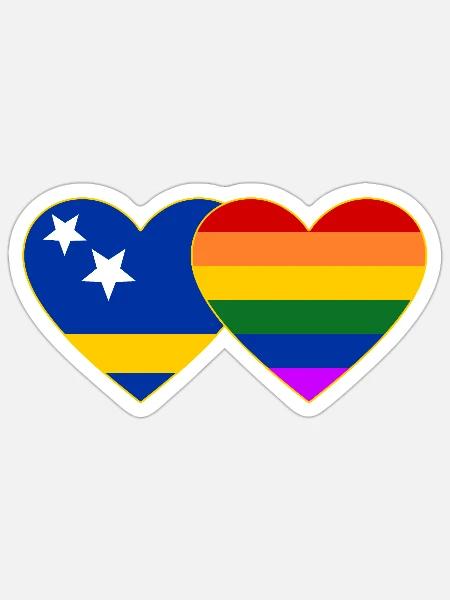 Curacao Regenbogen Flagge Herz - Sticker Größe S (10 x 10 cm) - Mattweiß