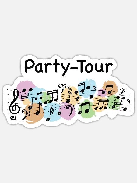 Party-Tour – Musikalischer Partyspaß - Sticker Größe S (10 x 10 cm) - Mattweiß