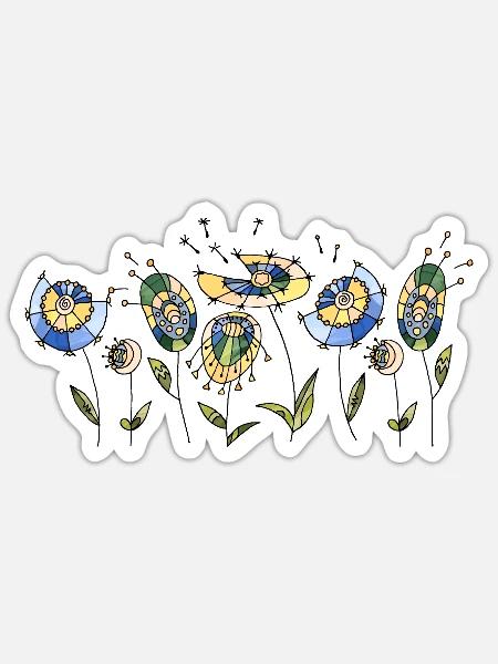 Blumen - Sticker Größe S (10 x 10 cm) - Mattweiß