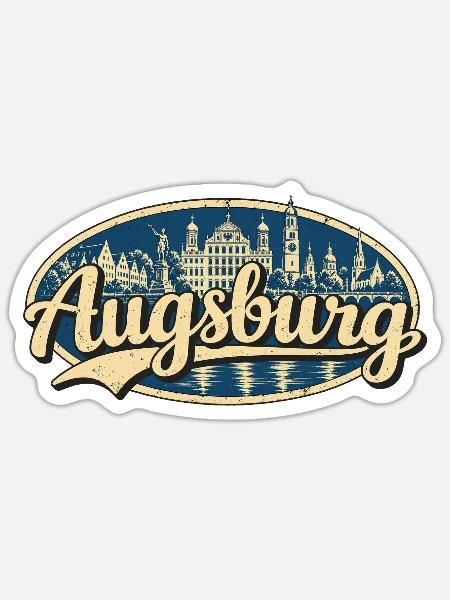 Augsburg Vintage Stadtmotiv - Sticker Größe S (10 x 10 cm) - Mattweiß