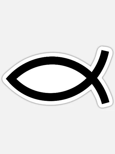 Jesusfisch schwarz  Ichthys Fisch Jesus - Sticker Größe S (10 x 10 cm) - Mattweiß