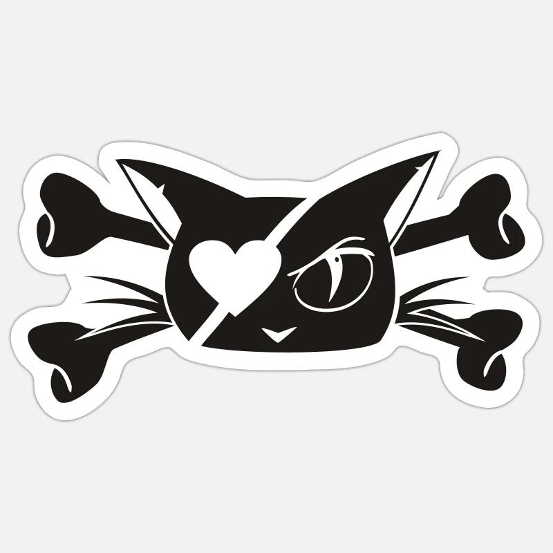 Pirate-Kitty - Sticker taille S (10 x 10 cm) - blanc mat