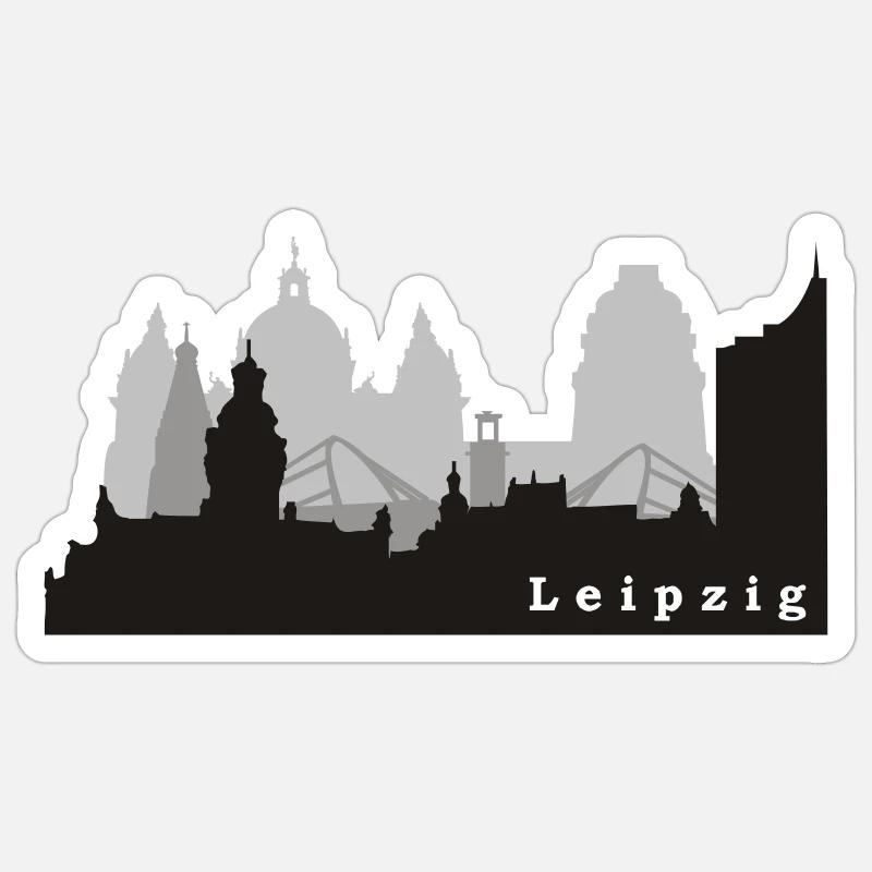 Leipzig Skyline - Sticker taille S (10 x 10 cm) - blanc mat