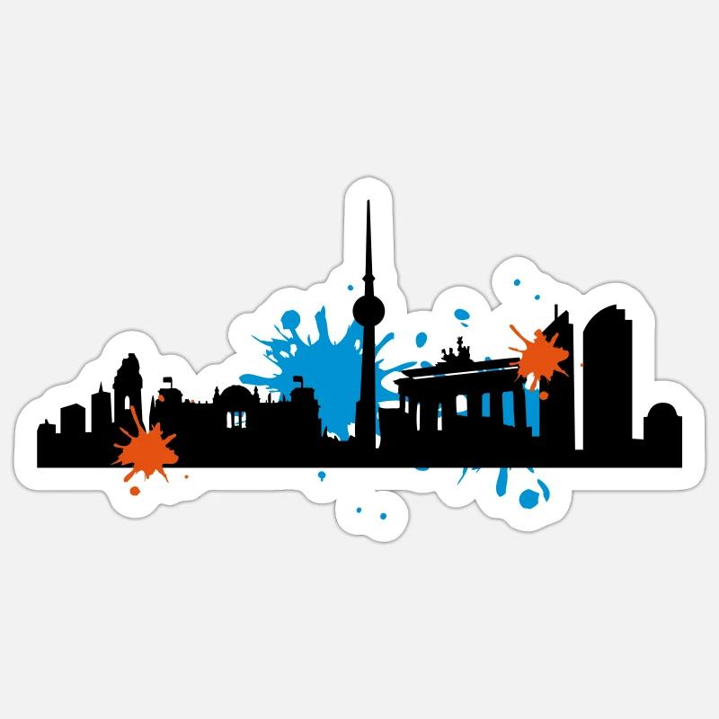 Berlin Skyline - Sticker size S (10 x 10 cm) - white matte